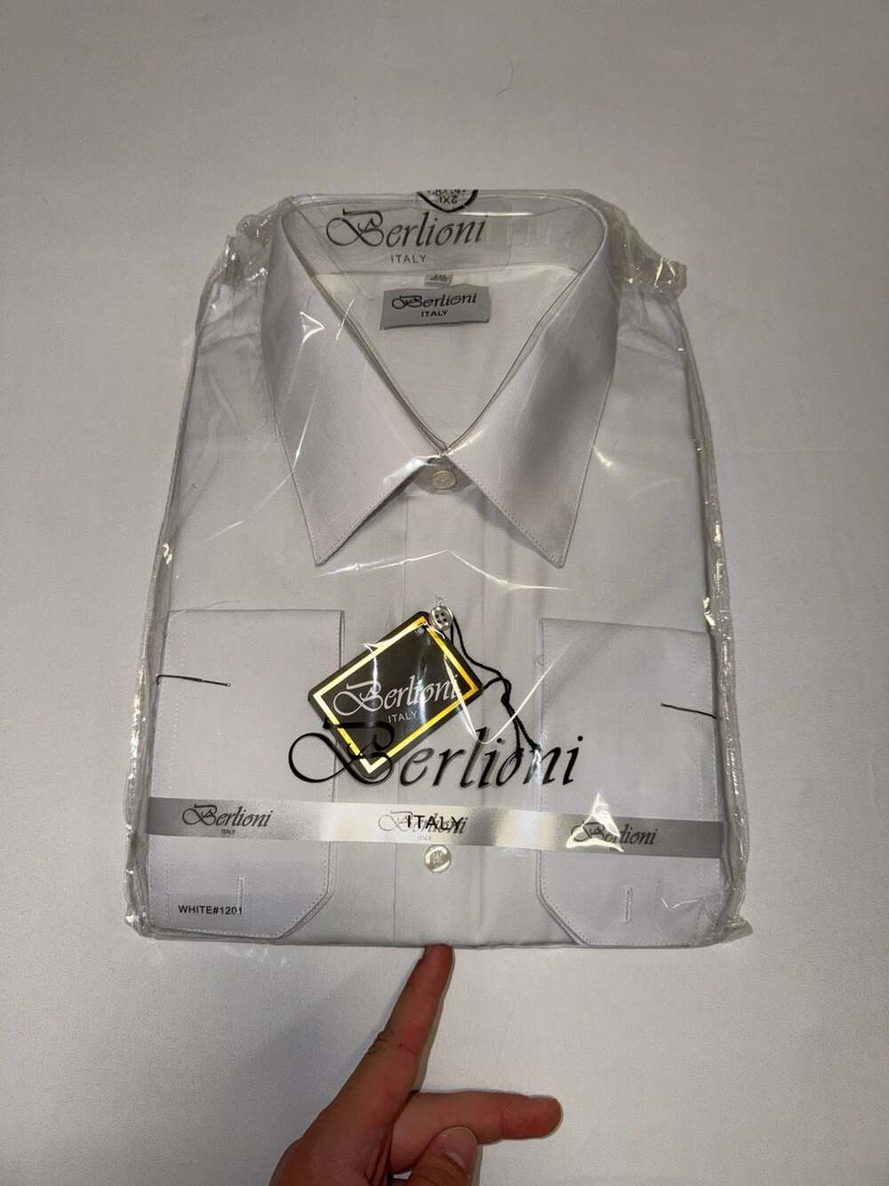 Berlioni Italy Men's White Convertible Cuff Dress Shirt #1201 Size 2XL